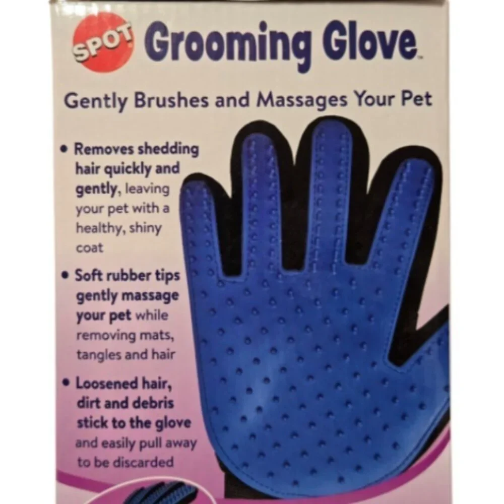 SPOT Pet Grooming Glove Dog Cat Hair Remover Deshedding Brush Massager NWT